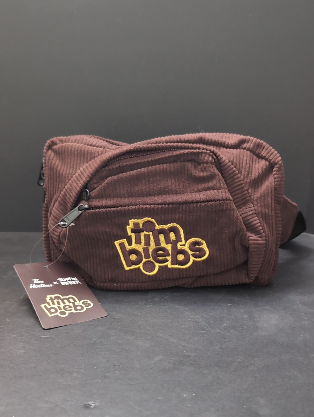 NWT,Tim Hortons/Justin Bieber Brown Corduroy Fanny Pack.